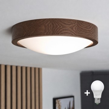 Brilagi - LED Stropní svítidlo CARVALHO SLIM 1xE27/15W/230V dub ořech pr. 27 cm