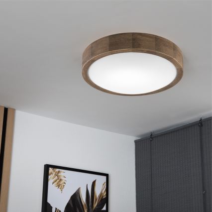 Brilagi - LED Stropní svítidlo CARVALHO SLIM 1xE27/15W/230V dub ořech pr. 27 cm