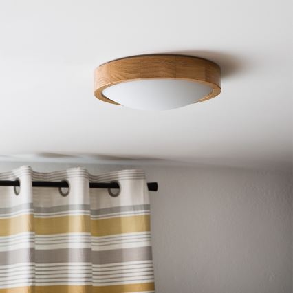 Brilagi - LED Stropní svítidlo CARVALHO SLIM 1xE27/15W/230V dub pr. 27 cm