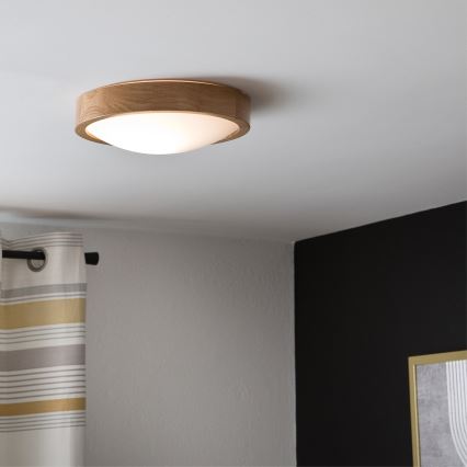 Brilagi - LED Stropní svítidlo CARVALHO SLIM 1xE27/15W/230V dub pr. 27 cm