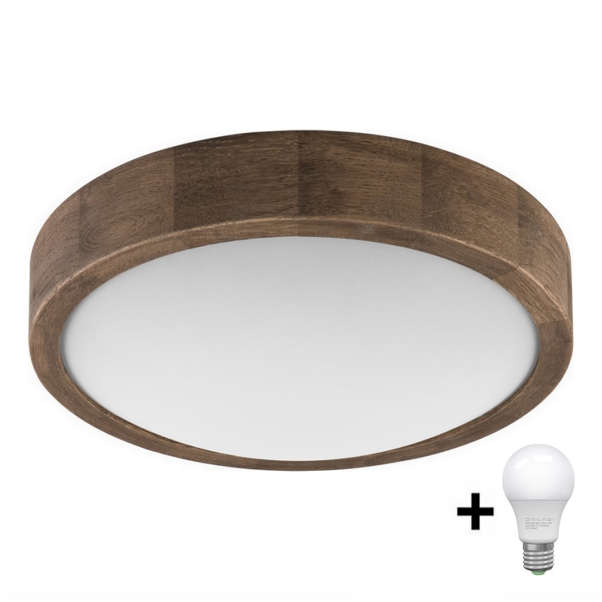 Brilagi - LED Stropní svítidlo CARVALHO SLIM 1xE27/60W/230V dub ořech pr. 27 cm