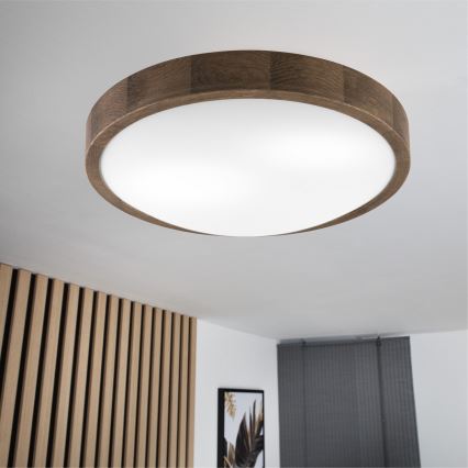 Brilagi - LED Stropní svítidlo CARVALHO SLIM 2xE27/15W/230V dub ořech pr. 37 cm