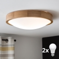 BRILAGI - LED Stropní svítidlo CARVALHO SLIM 2xE27/15W/230V dub pr. 37 cm