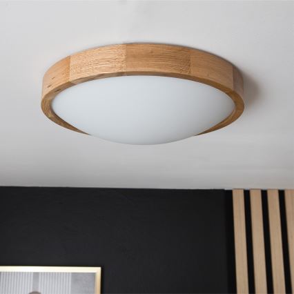 Brilagi - LED Stropní svítidlo CARVALHO SLIM 2xE27/15W/230V dub pr. 37 cm