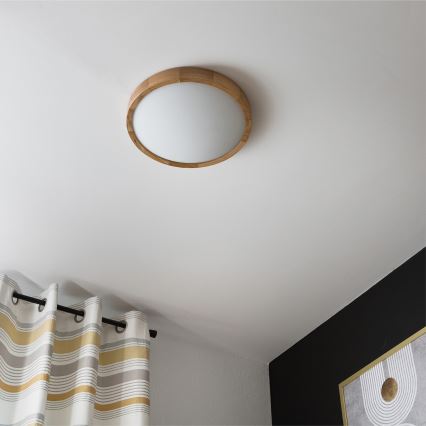 Brilagi - LED Stropní svítidlo CARVALHO SLIM 2xE27/15W/230V dub pr. 37 cm