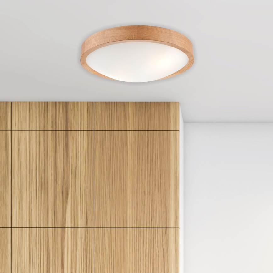 Brilagi - LED Stropní svítidlo CARVALHO SLIM 2xE27/15W/230V dub pr. 37 cm