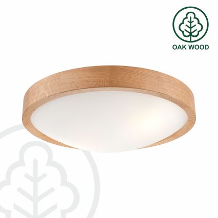 Brilagi - LED Stropní svítidlo CARVALHO SLIM 2xE27/15W/230V dub pr. 37 cm