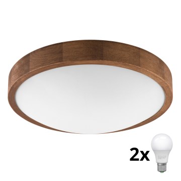 Brilagi - LED Stropní svítidlo CARVALHO SLIM 2xE27/60W/230V dub třešeň pr. 37 cm