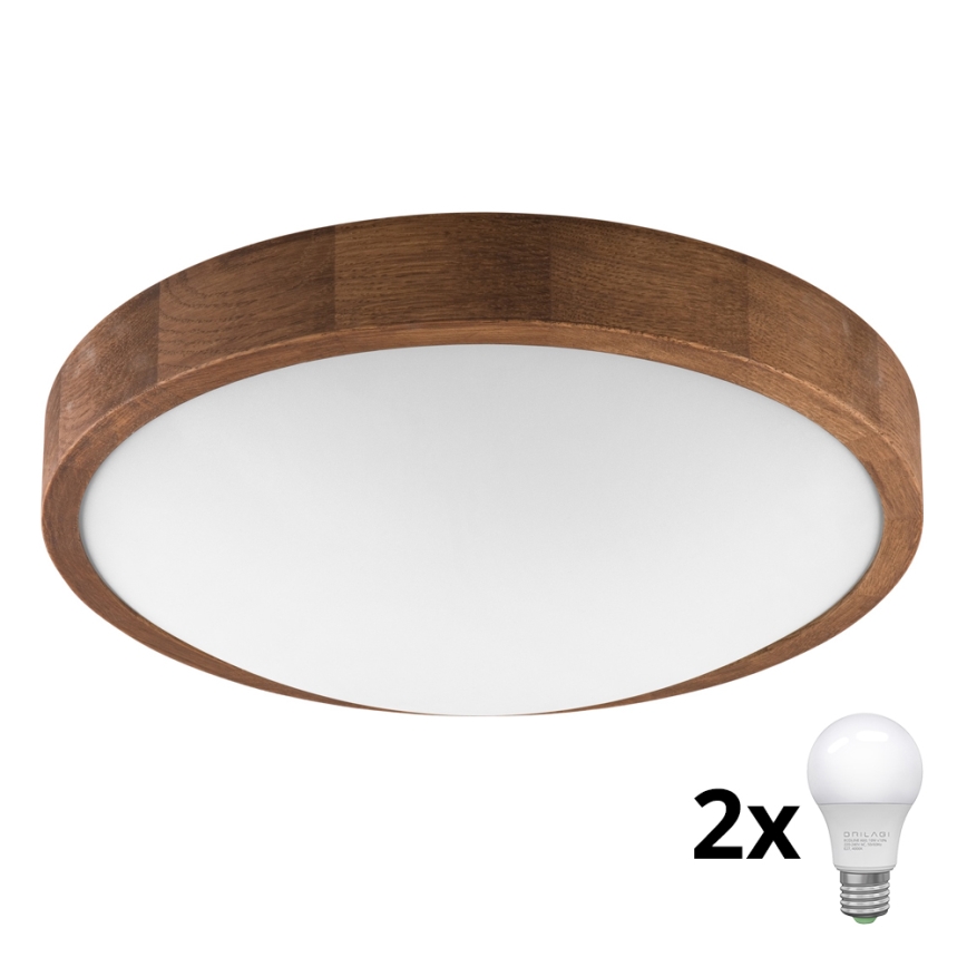 Brilagi - LED Stropní svítidlo CARVALHO SLIM 2xE27/60W/230V dub třešeň pr. 37 cm