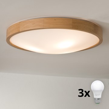 Brilagi - LED Stropní svítidlo CARVALHO SLIM 3xE27/15W/230V dub pr. 47 cm
