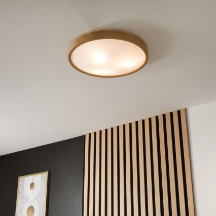 Brilagi - LED Stropní svítidlo CARVALHO SLIM 3xE27/15W/230V dub pr. 47 cm