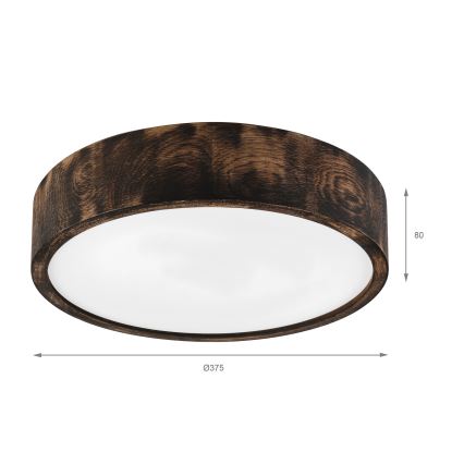 Brilagi - LED Stropní svítidlo CARVALHO SMOKEY LED/36W/230V dub pr. 37,5 cm