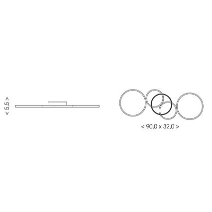Brilagi - LED Stropní svítidlo ECHO LED/40W/230V 4000K 32x90 cm černá