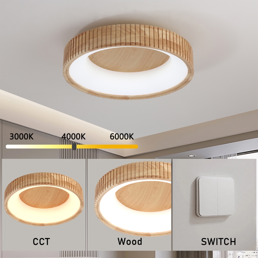 Brilagi - LED Stropní svítidlo FALCON WOOD MODERN LED/30W/230V 3000/4000/6000K pr. 45 cm dřevo