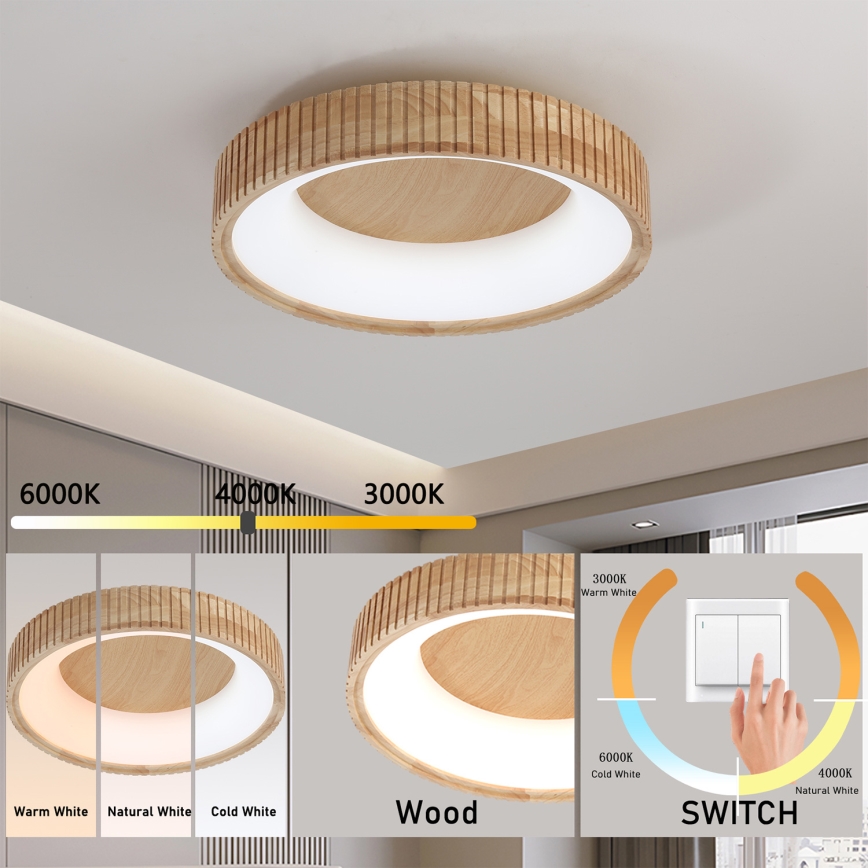 Brilagi - LED Stropní svítidlo FALCON WOOD MODERN LED/30W/230V 3000/4000/6000K pr. 45 cm dřevo