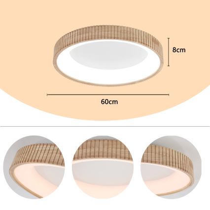 Brilagi - LED Stropní svítidlo FALCON WOOD MODERN LED/40W/230V 3000/4000/6000K pr. 60 cm dřevo