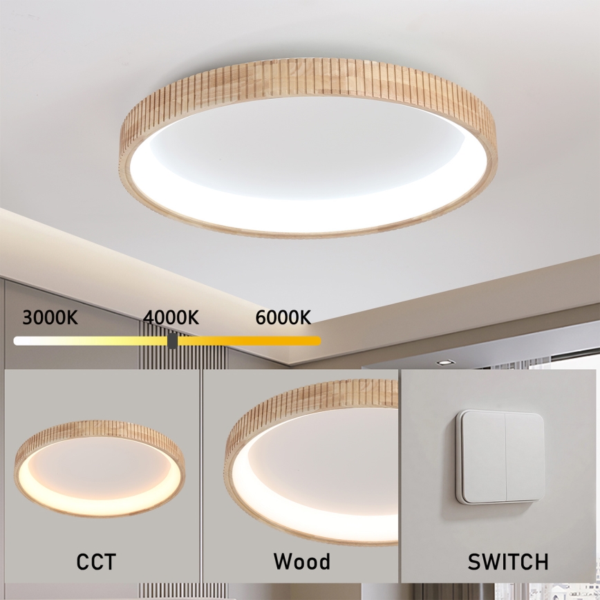 Brilagi - LED Stropní svítidlo FALCON WOOD MODERN LED/60W/230V 3000/4000/6000K pr. 80 cm dřevo