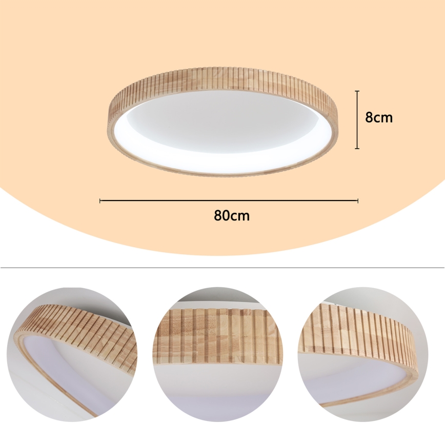 Brilagi - LED Stropní svítidlo FALCON WOOD MODERN LED/60W/230V 3000/4000/6000K pr. 80 cm dřevo