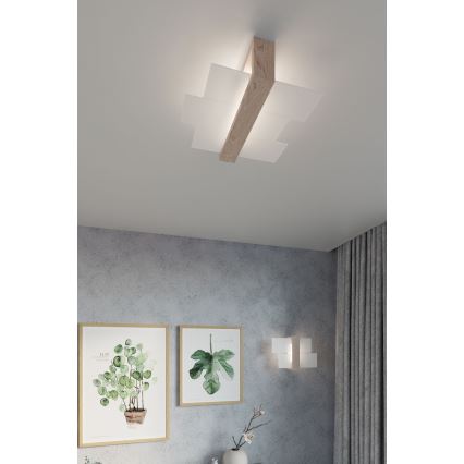 Brilagi -  LED Stropní svítidlo HERA 2xE27/7,5W/230V dřevo