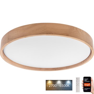 Brilagi - LED Stropní svítidlo MANAROLA SMART LED/36W/230V 2700-6500K dub pr. 51 cm Wi-Fi + DO Tuya