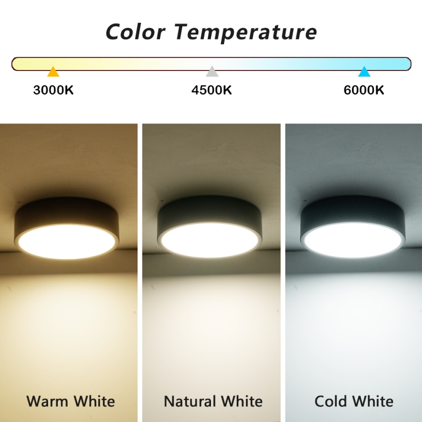 Brilagi - LED Stropní svítidlo POOL LED/18W/230V 3000/4500/6000K pr. 20 cm černá