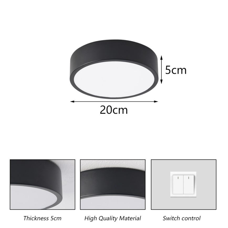 Brilagi - LED Stropní svítidlo POOL LED/18W/230V 3000/4500/6000K pr. 20 cm černá