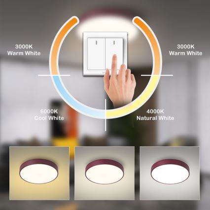 Brilagi - LED Stropní svítidlo POOL LED/36W/230V 3000/4000/6000K pr. 30 cm burgundy