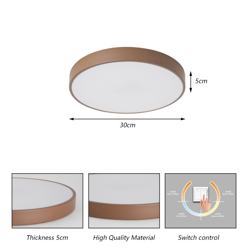 Brilagi - LED Stropní svítidlo POOL LED/36W/230V 3000/4000/6000K pr. 30 cm hnědá