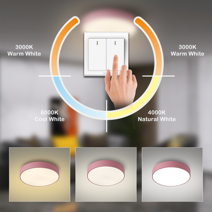 Brilagi - LED Stropní svítidlo POOL LED/36W/230V 3000/4000/6000K pr. 30 cm růžová