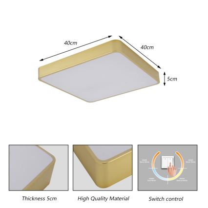 Brilagi - LED Stropní svítidlo POOL LED/36W/230V 3000/4000/6000K 40x40 cm zlatá