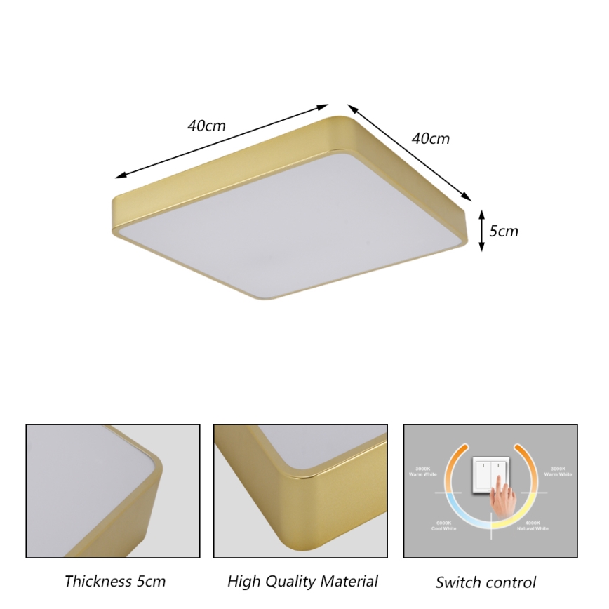 Brilagi - LED Stropní svítidlo POOL LED/36W/230V 3000/4000/6000K 40x40 cm zlatá