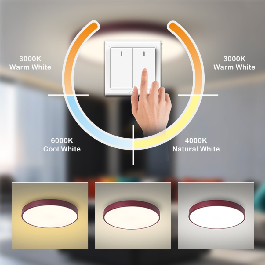 Brilagi - LED Stropní svítidlo POOL LED/48W/230V 3000/4000/6000K pr. 40 cm burgundy