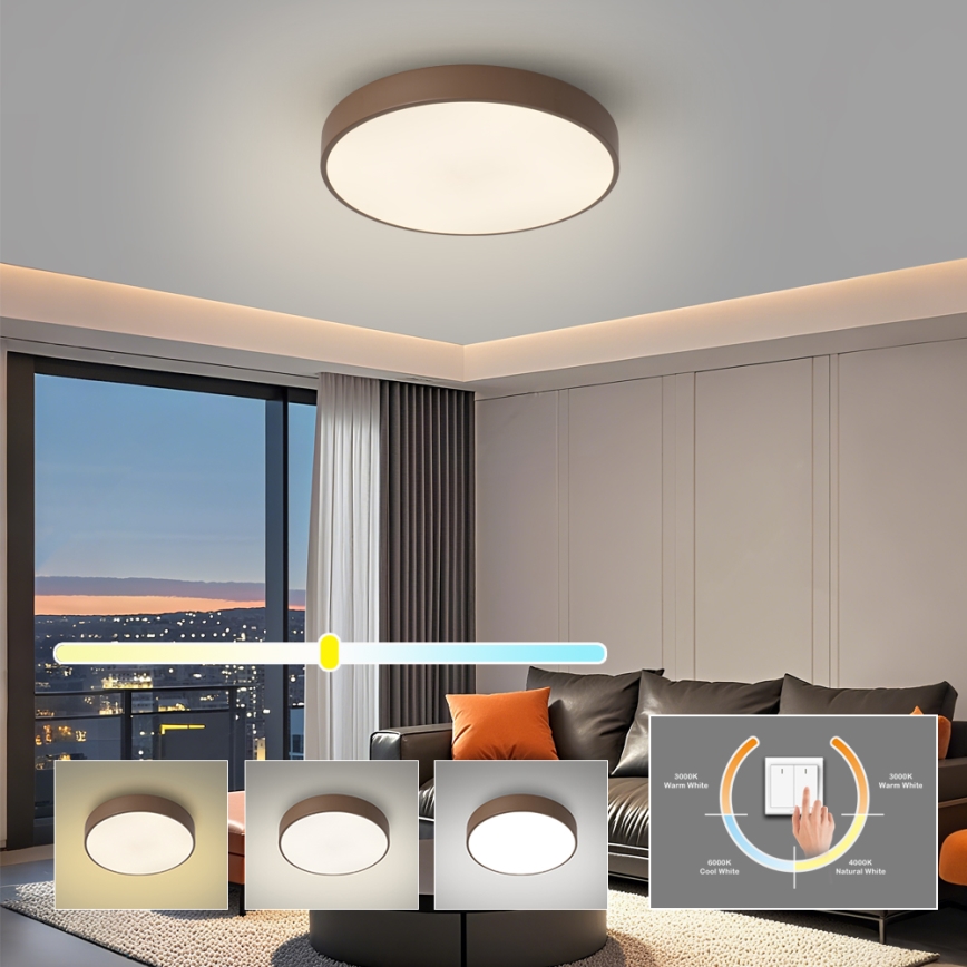 Brilagi - LED Stropní svítidlo POOL LED/48W/230V 3000/4000/6000K pr. 40 cm hnědá