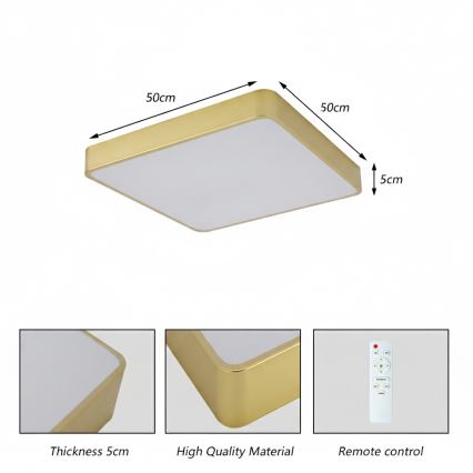 Brilagi - LED Stropní svítidlo POOL LED/48W/230V 3000/4000/6000K 50x50 cm zlatá