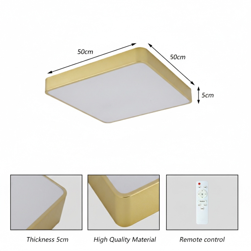 Brilagi - LED Stropní svítidlo POOL LED/48W/230V 3000/4000/6000K 50x50 cm zlatá