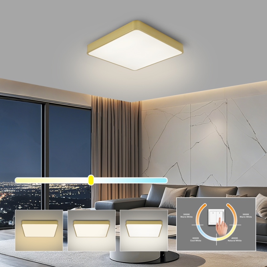 Brilagi - LED Stropní svítidlo POOL LED/48W/230V 3000/4500/6000K 50x50 cm zlatá