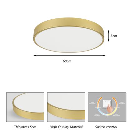 Brilagi - LED Stropní svítidlo POOL LED/60W/230V 3000/4000/6000K pr. 60 cm zlatá