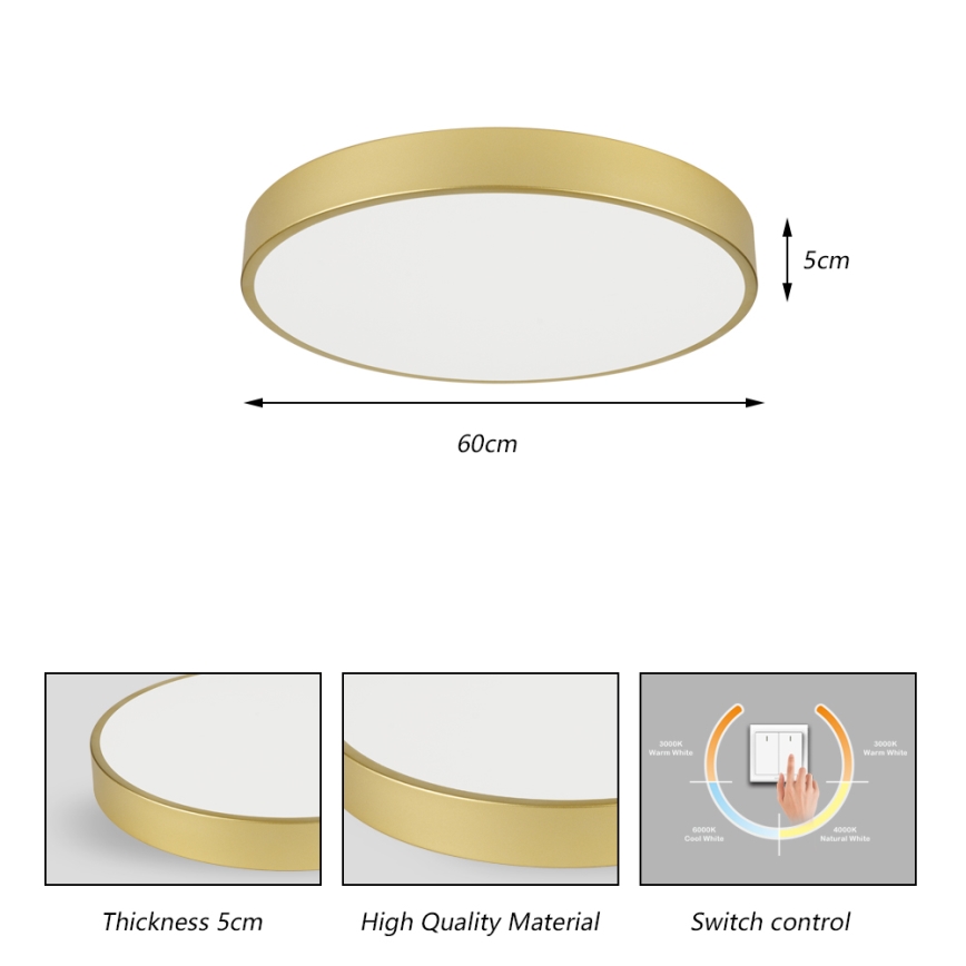 Brilagi - LED Stropní svítidlo POOL LED/60W/230V 3000/4000/6000K pr. 60 cm zlatá