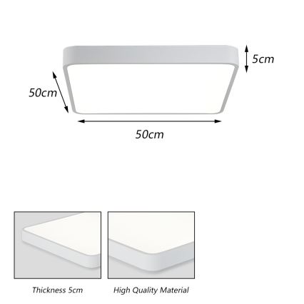 Brilagi - LED Stropní svítidlo POOL SQUARE LED/48W/230V 3000/4500/6000K 50x50 cm bílá