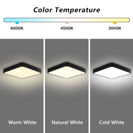 Brilagi - LED Stropní svítidlo POOL SQUARE LED/48W/230V 3000/4500/6000K 50x50 cm černá