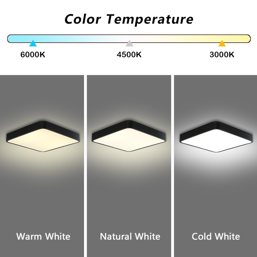 Brilagi - LED Stropní svítidlo POOL SQUARE LED/48W/230V 3000/4500/6000K 50x50 cm černá