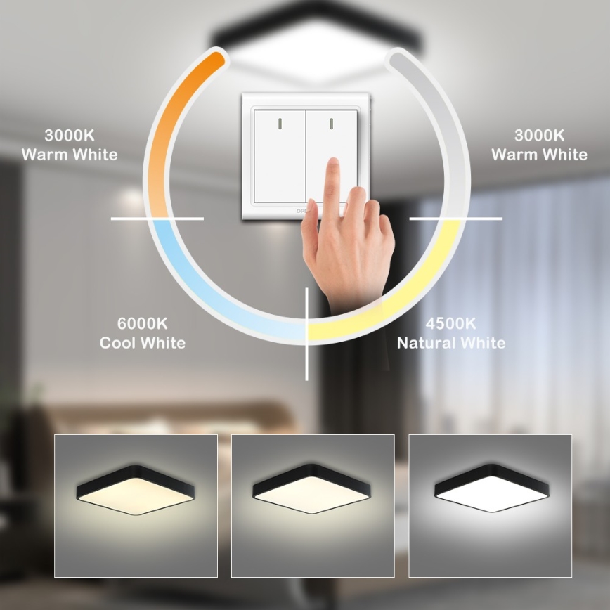 Brilagi - LED Stropní svítidlo POOL SQUARE LED/48W/230V 3000/4500/6000K 50x50 cm černá