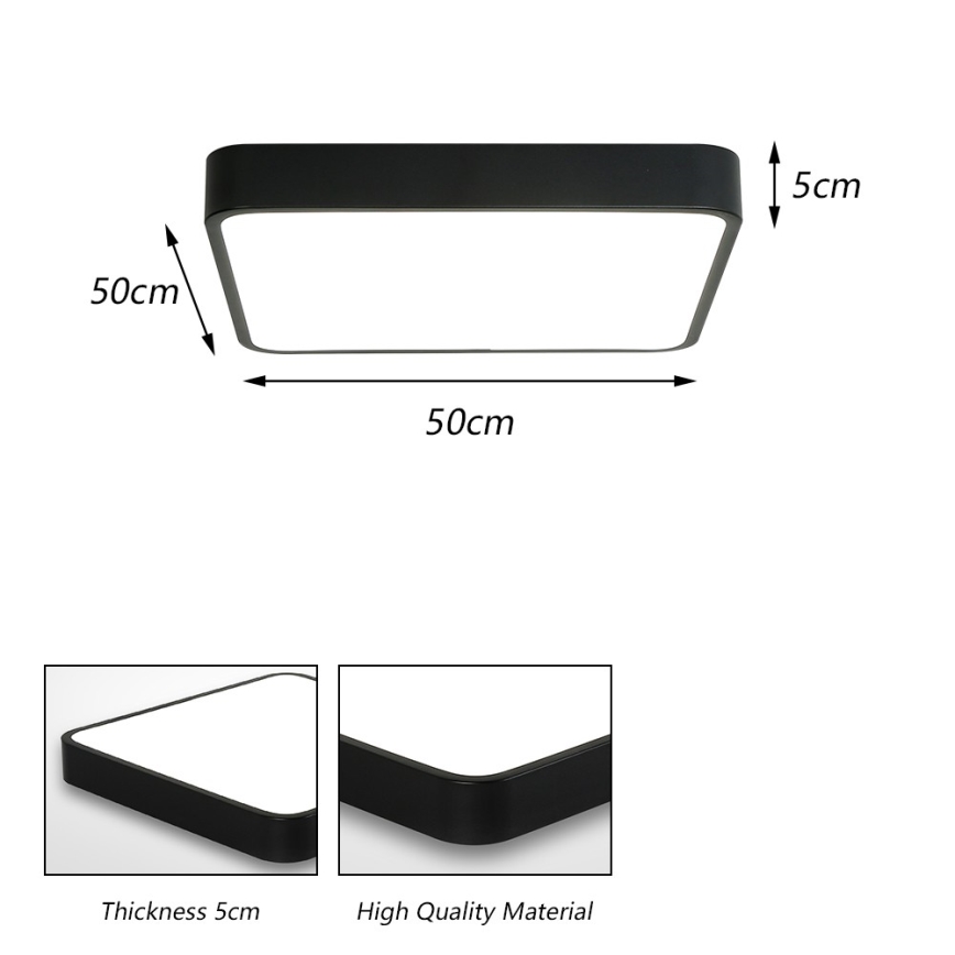 Brilagi - LED Stropní svítidlo POOL SQUARE LED/48W/230V 3000/4500/6000K 50x50 cm černá