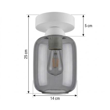 BRILAGI - LED Stropní svítidlo RETRO GLASS 1xE27/60W/230V pr. 14 cm bílá/kouřová šedá