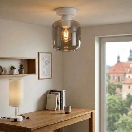 BRILAGI - LED Stropní svítidlo RETRO GLASS 1xE27/60W/230V pr. 14 cm bílá/kouřová šedá