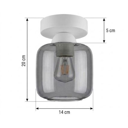 BRILAGI - LED Stropní svítidlo RETRO GLASS 1xE27/60W/230V pr. 14 cm bílá/kouřová šedá