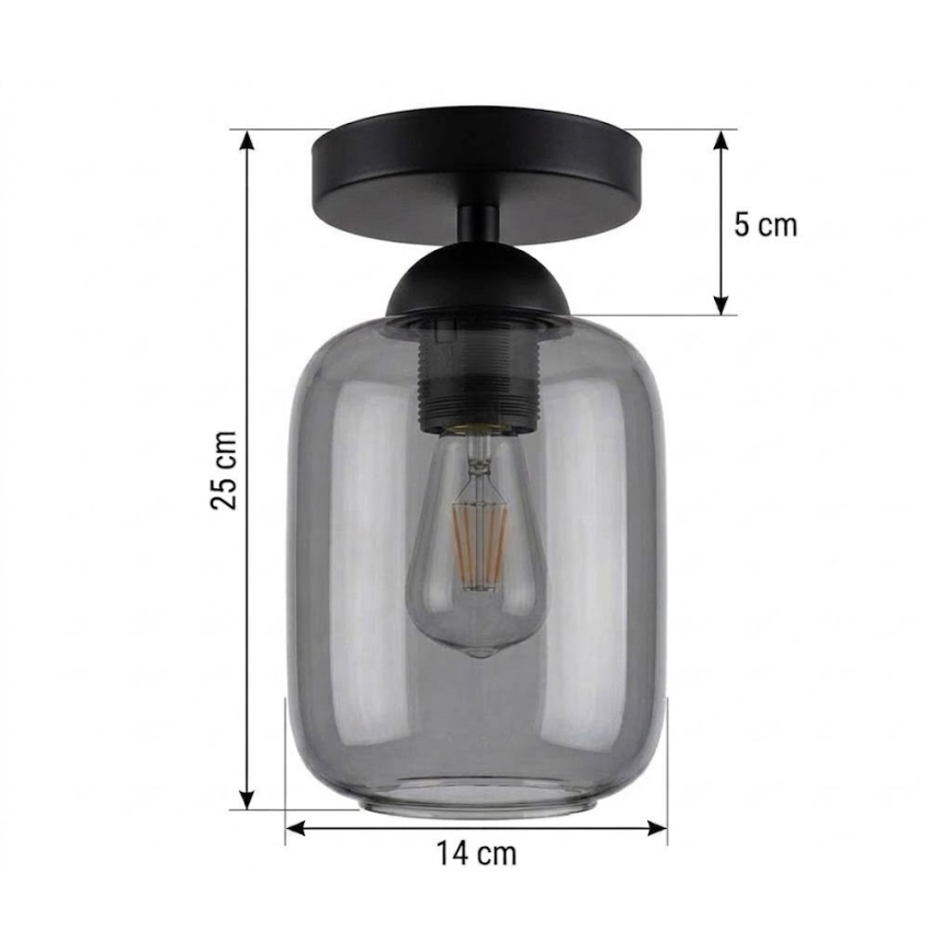 BRILAGI - LED Stropní svítidlo RETRO GLASS 1xE27/60W/230V pr. 14 cm černá/kouřová šedá