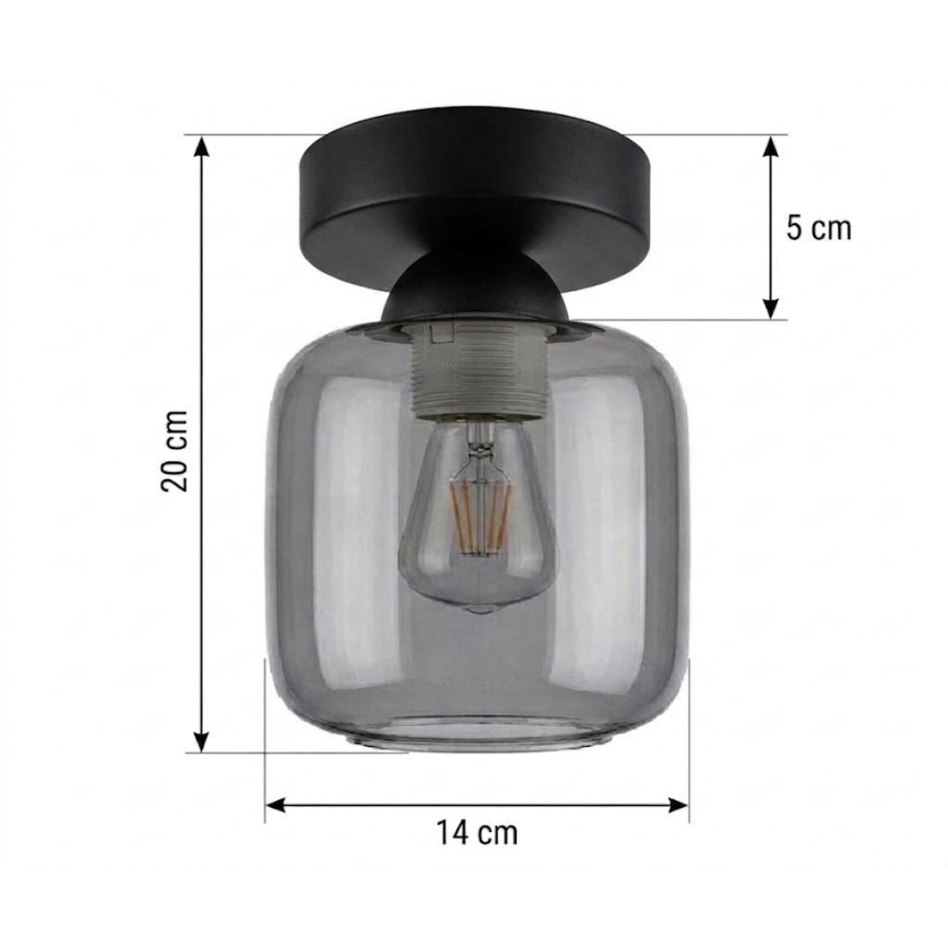 BRILAGI - LED Stropní svítidlo RETRO GLASS 1xE27/60W/230V pr. 14 cm černá/kouřová šedá