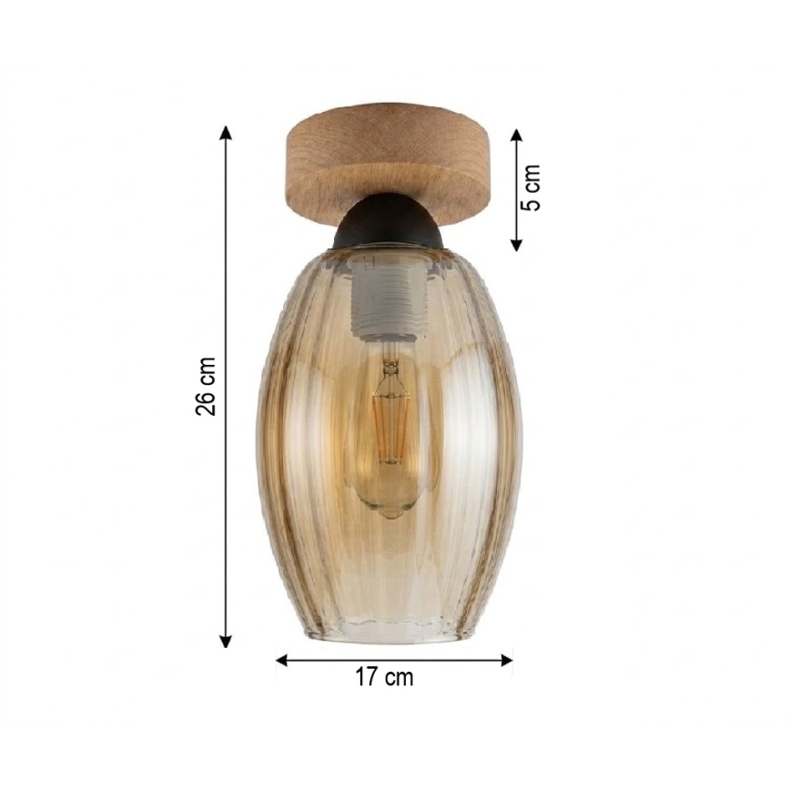 BRILAGI - LED Stropní svítidlo RETRO GLASS 1xE27/60W/230V pr. 17 cm dub/kouřová béžová