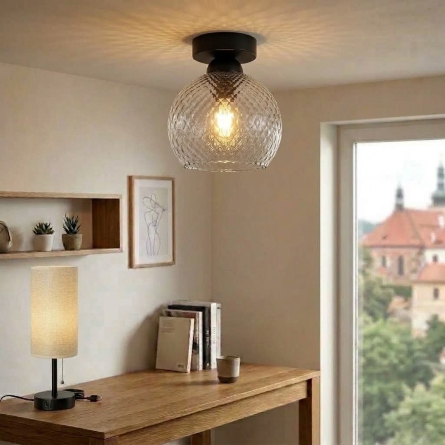 BRILAGI - LED Stropní svítidlo RETRO GLASS 1xE27/60W/230V pr. 18 cm černá/kouřová šedá